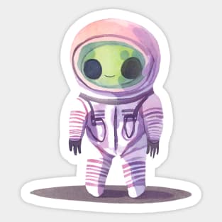 Cute Watercolor Alien in a Spacesuit Sticker